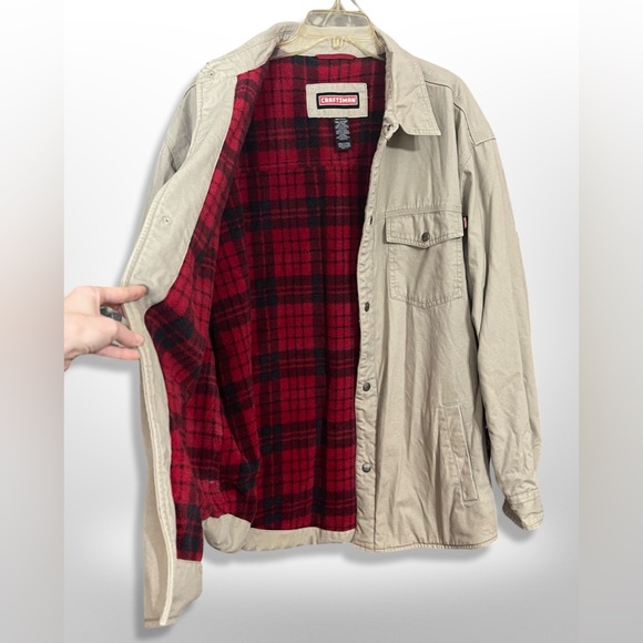 Vintage CRAFTSMAN Layered Canvas Work Jacket Plaid Flannel Fleece Lined Mens XXL - Picture 5 of 9